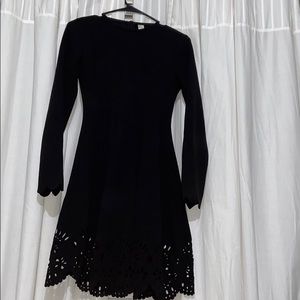 Black stretchy knit Skater Dress